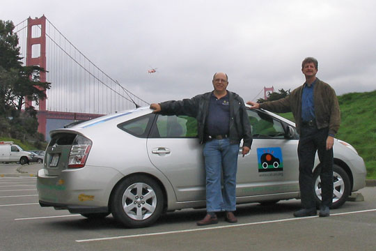 Felix Kramer and Ron Gremban with the PRIUS+, the world's first plug-in hybrid