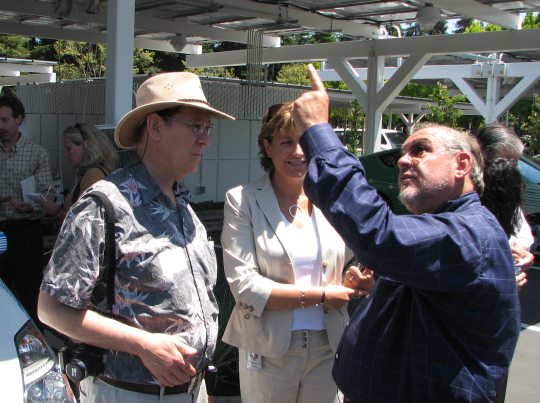 Stanford climatologist Steven Schneider with Google.org's Aimee Christensen and Larry Brilliant