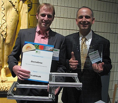Electradive's Frasier Smith and Ray Jenks win Transportation Prize at California Cleantech Open, November, 2008